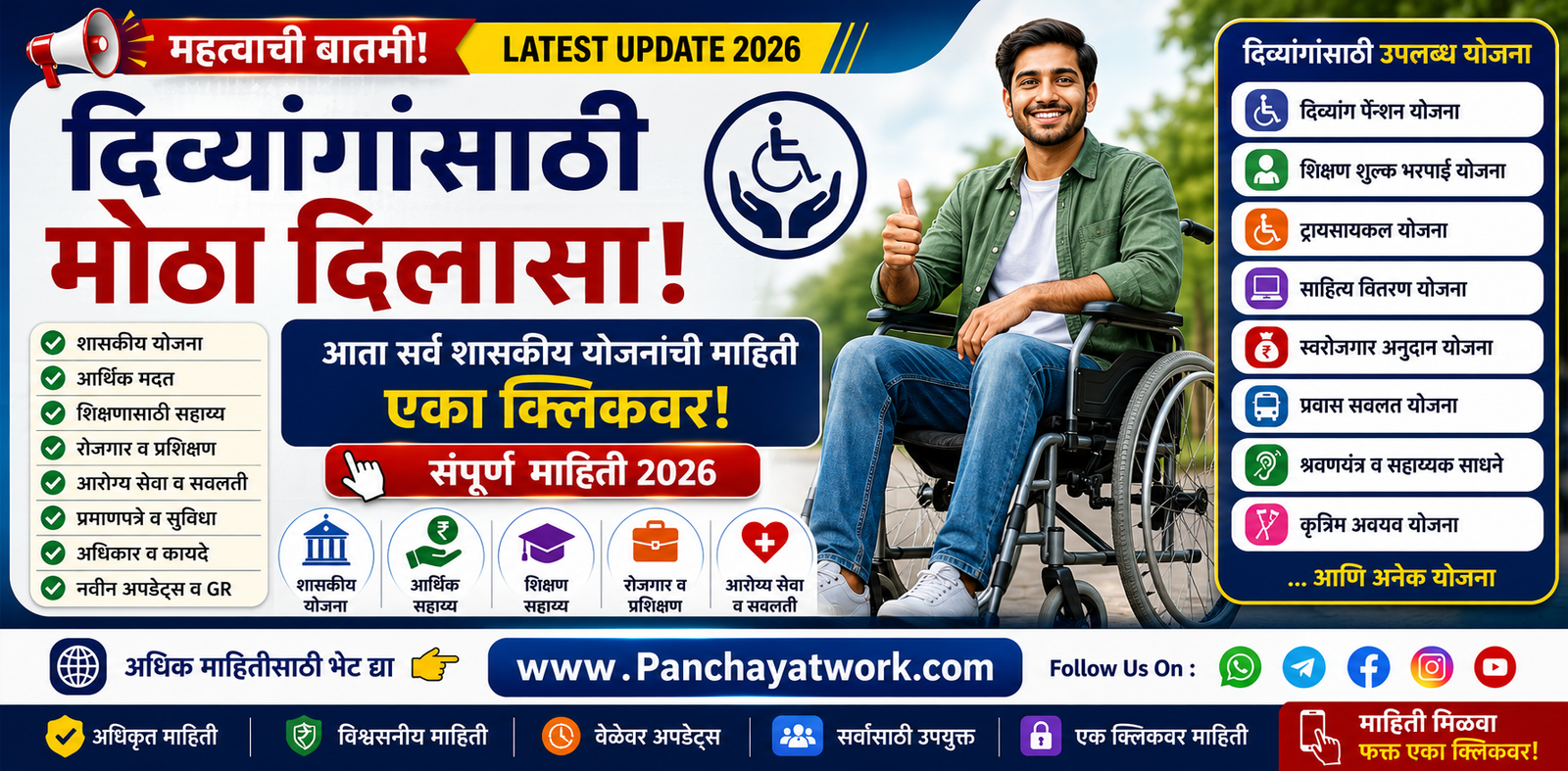 दिव्यांगांसाठी मोठा दिलासा! आता सर्व शासकीय योजनांची माहिती एका क्लिकवर | संपूर्ण माहिती 2026
