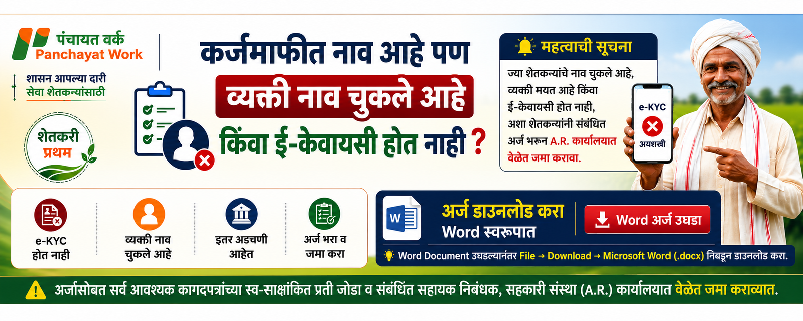 पीक कर्जमाफी : e-KYC होत नाही किंवा शेतकरी मयत असल्यास काय करावे? संपूर्ण माहिती